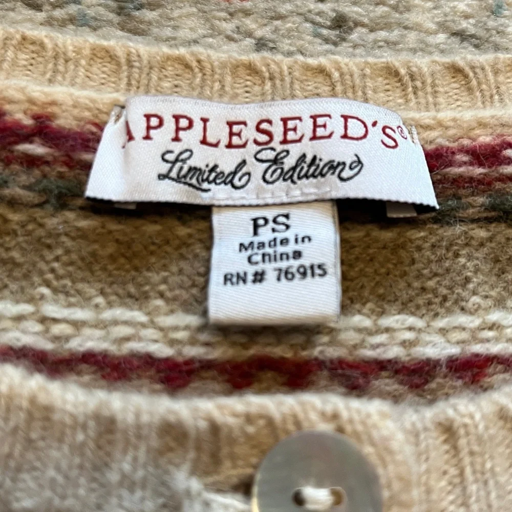 Appleseed’s Squirrel Fair Isle Wool Cardigan Sweater - Picture 7 of 17